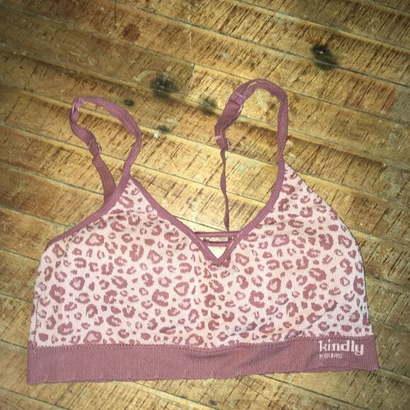 Kindley Yours L mauve cheetah spots sports bra - Picture 1 of 3